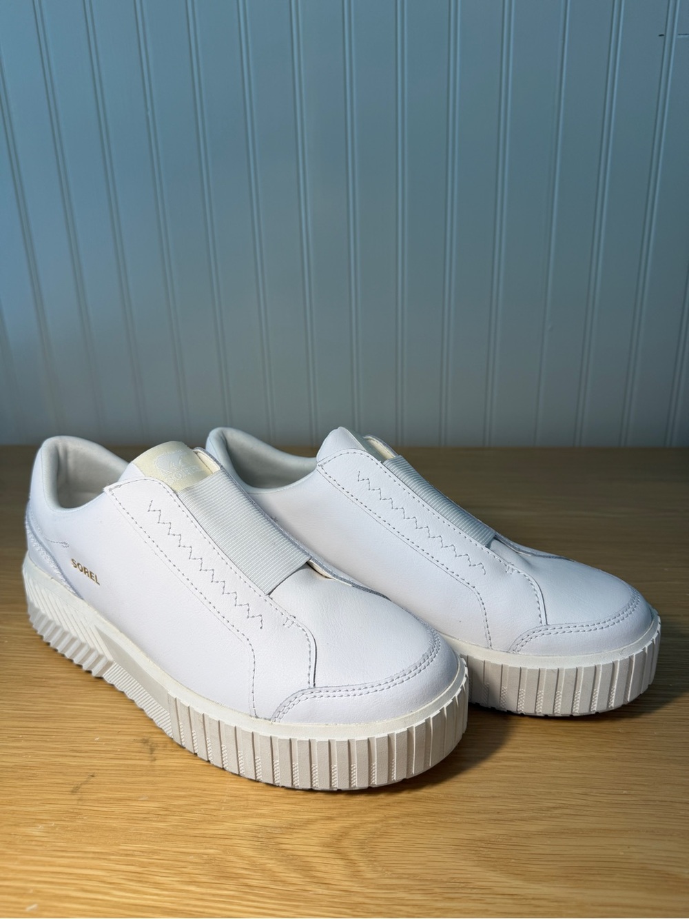 Sorel White Slip-On Platform Sneakers